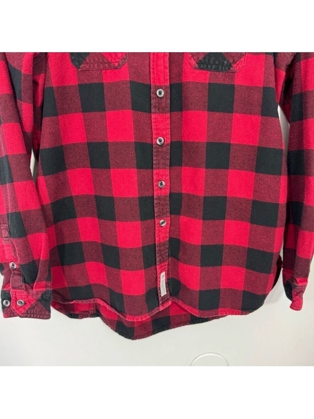 Roots Buffalo Plaid Flannel Shirt Womens S Black Red Check Long Sleeve Button Up - Picture 5 of 11